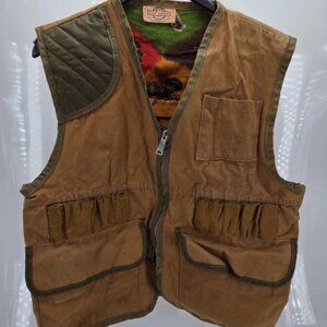 Vintage SafTbak Vest L Brown Shooters Vest Altoona PA Missing Back Pouch